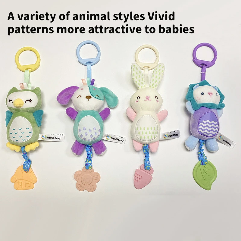 Baby Plush Toys Crib Pendant Soundable Toys Facilitate Children Brain Developmental Hand Grip Stuffed Animal Toys Newborn Gift