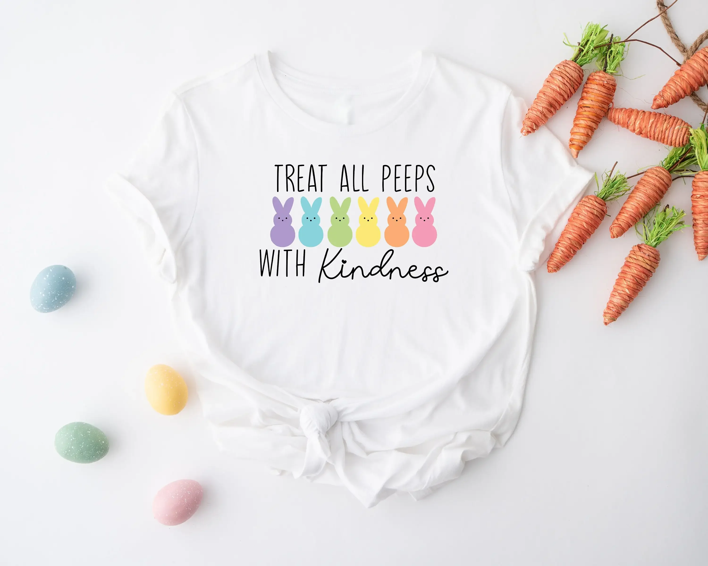 Treat All Peeps With Kindness T Shirt Teachers Easter For Teacher Day Bunny