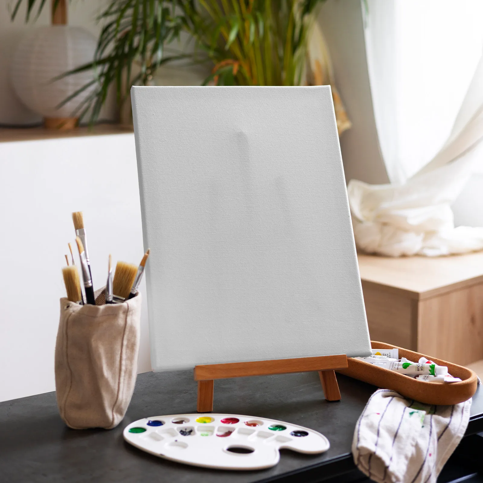 6Pcs Painting Canvas Panels Fabric Artist Boards Premium Fine Texture Sturdy Reinforced Easy to Carry Blank Canvas for Oil