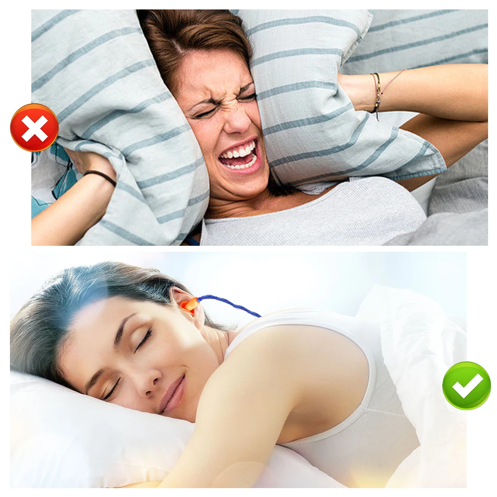 100pairs Sleeping Construction Hearing Protection With String Work Ear Plug Reusable Silicone Soft Study Sports Noise Cancelling