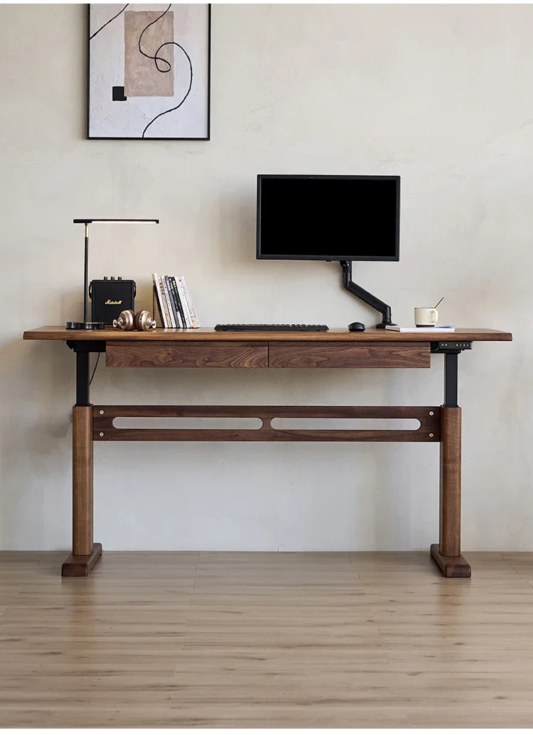 

Black Walnut Lifting Table Height Adjustable Nordic Style Modern Minimalist