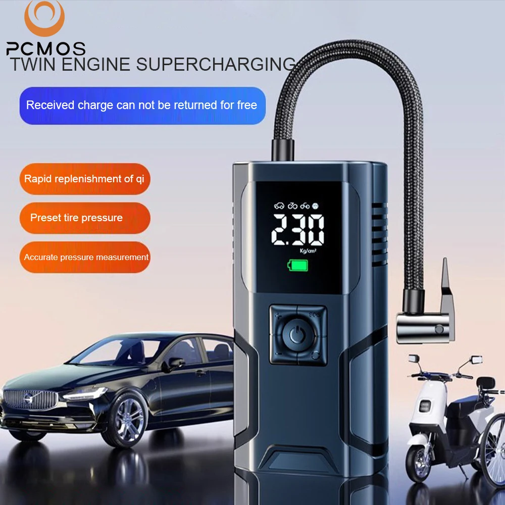 

Беспроводной насос для накачивания автомобильных шин 2025 года, автоматическая остановка с предустановленным питанием от PSI, быстрая зарядка и интеллектуальное обнаружение для автомобилей/велосипедов/внедорожников с сумкой для хранения