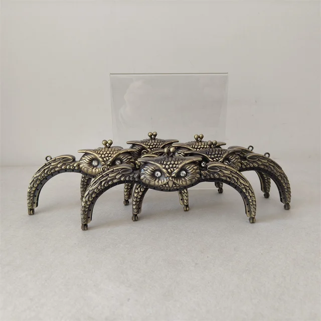 1-częściowy stop cynku 18X7 cm Kształt zwierzęcia Kreskówka Kryształ Antyczny mosiądz Śruby Metalowa torebka Uchwyt Obag Część Akcesoria Rama torby