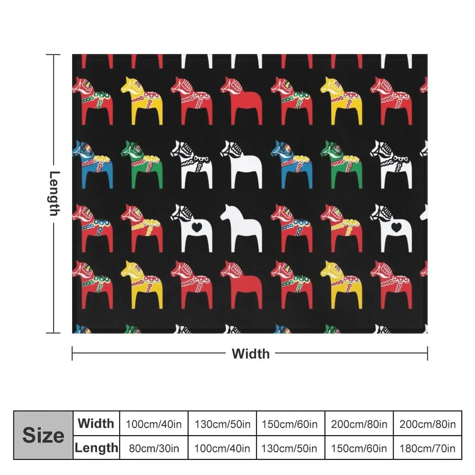 Dala Horses Dalarna Sweden Horse Dalecarlian Swedish Colorful Throw Blanket Hair Thermal Sofa Throw Decoratives Blankets