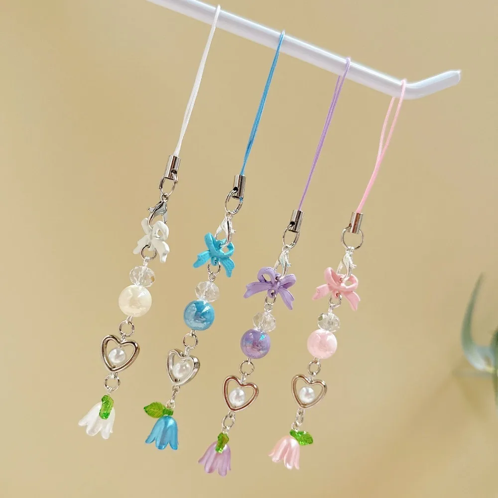 

Цепочка для телефона с бантиком и бусинами, ремешок на запястье с защитой от потери, ремешок для мобильного телефона, украшение, подвеска, ремешок для мобильного телефона, декор для телефона