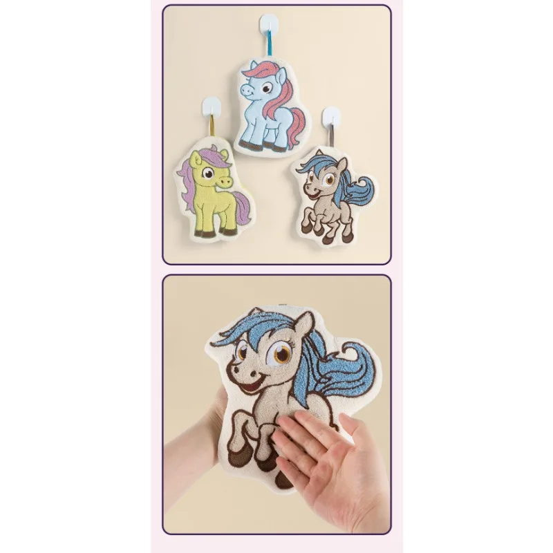 Toalha de cozinha suspensa absorvente fofa de desenho animado My Little Pony Toalha de mão para casa