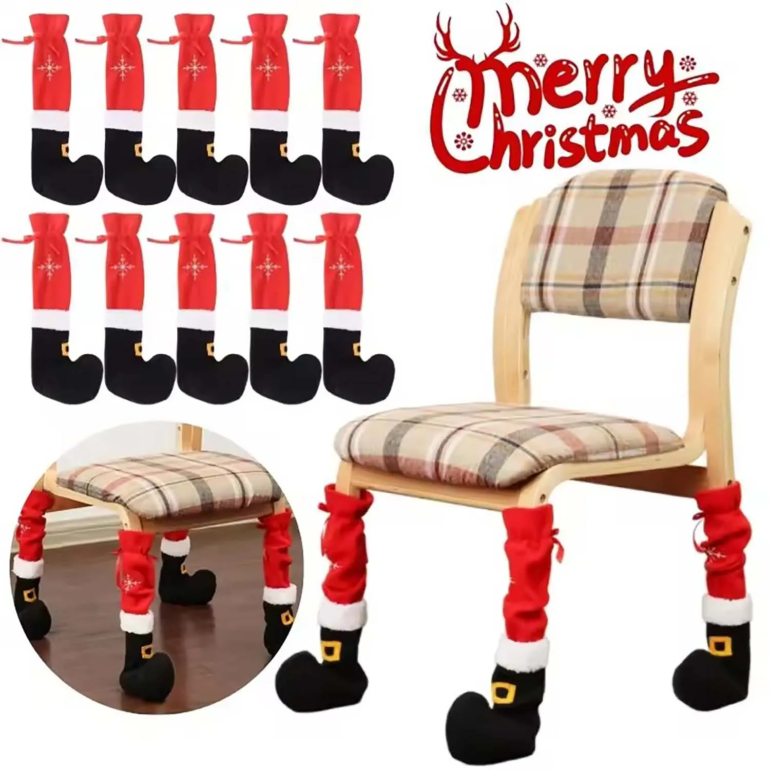  1/2/4pcs Christmas Table Chair Leg Cover Santa Claus Boots Covers Xmas Atmosphere Merry Christmas Happy New Year Decors