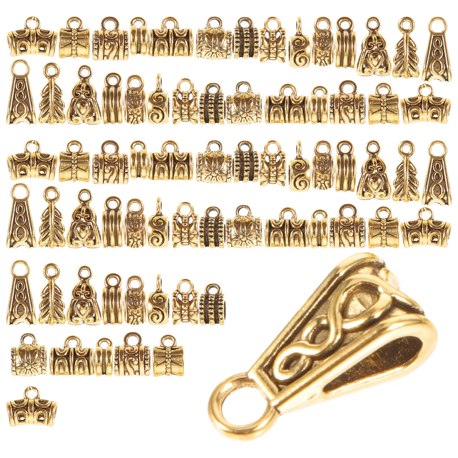 

120pcs Alloy Charm Loose Spacer Bead Jewelry Making Pendant Diy Bracelet Charms Crafts Hanging Connector Tube Bail Link Ornament