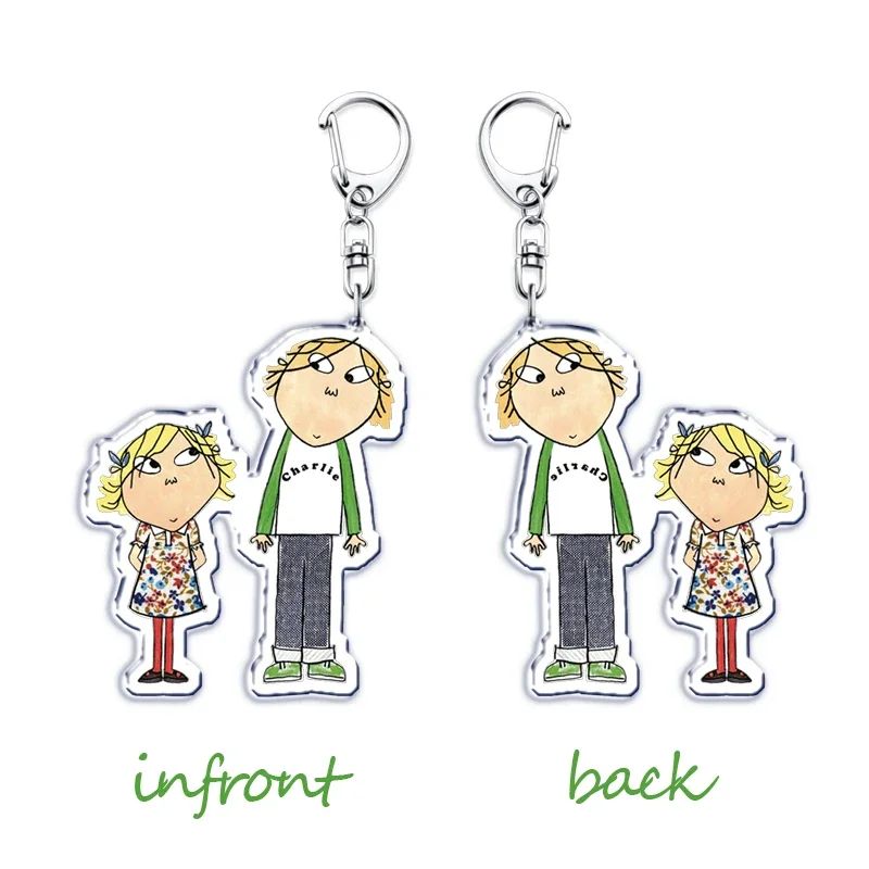 Cute Cartoon TV Series Charlie and Lola Kids Keychain for Women Accessories Lauren Child Pendant Keying Jewelry Friends Gift