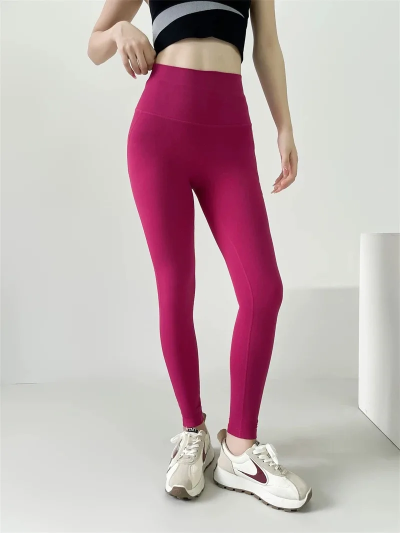 Nude Yoga Leggings für Damen, Hohe Taille, Einteilige Fitness-Unterwäsche, Gürteltasche, Sport-Pilates-Hose, Fitnesshose – Detail 1