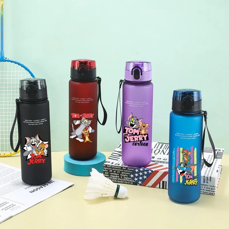 Tom and Jerry 650ml Water Bottle Cartoon Anime Printed Cup Boys Girls Portable Sports Bottles Women Men Fashion Cups Party Gifts