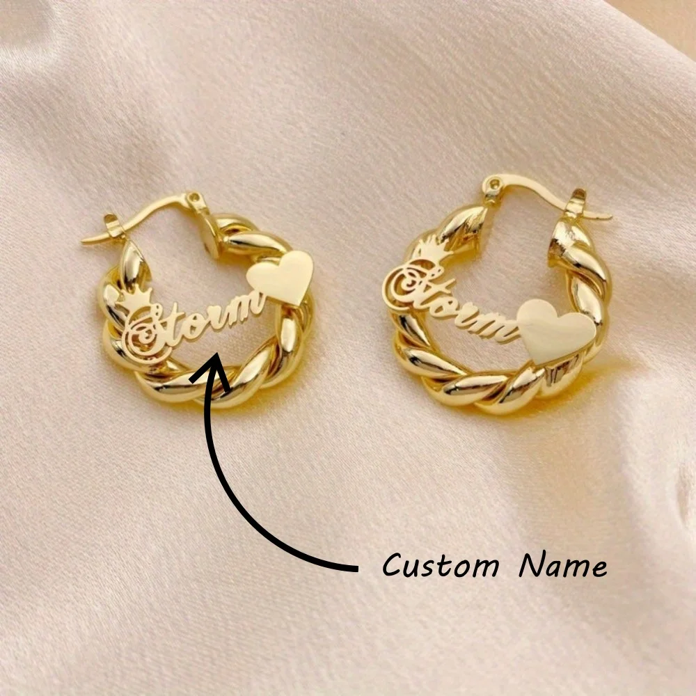 

Customize Name Hoop Earrings Stainless Steel Personalized Jewelry For Women Girls Circle Earring Fashion 25MM Birthday Gifts