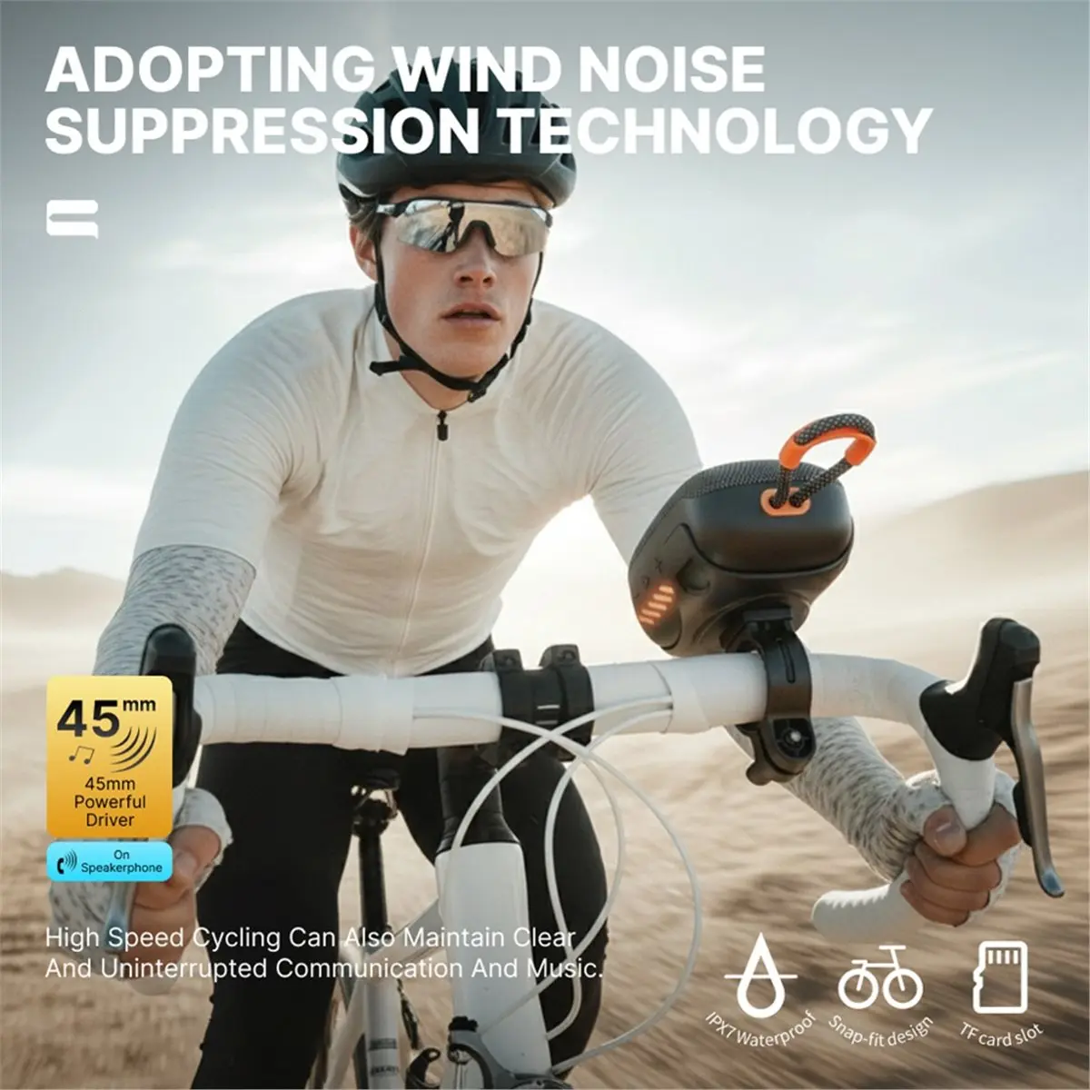 High Performance IPX7 Bluetooth Speaker Bicycle Motorcycle Universal Waterproof Outdoor Wireless Riding Audio 100HZ-20KHZ N-Vehi