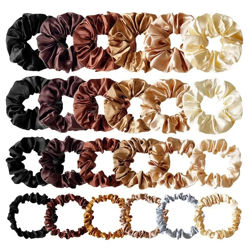 Fashion Solid Color Satin Hair Scrunchies Elastic Hair Bands