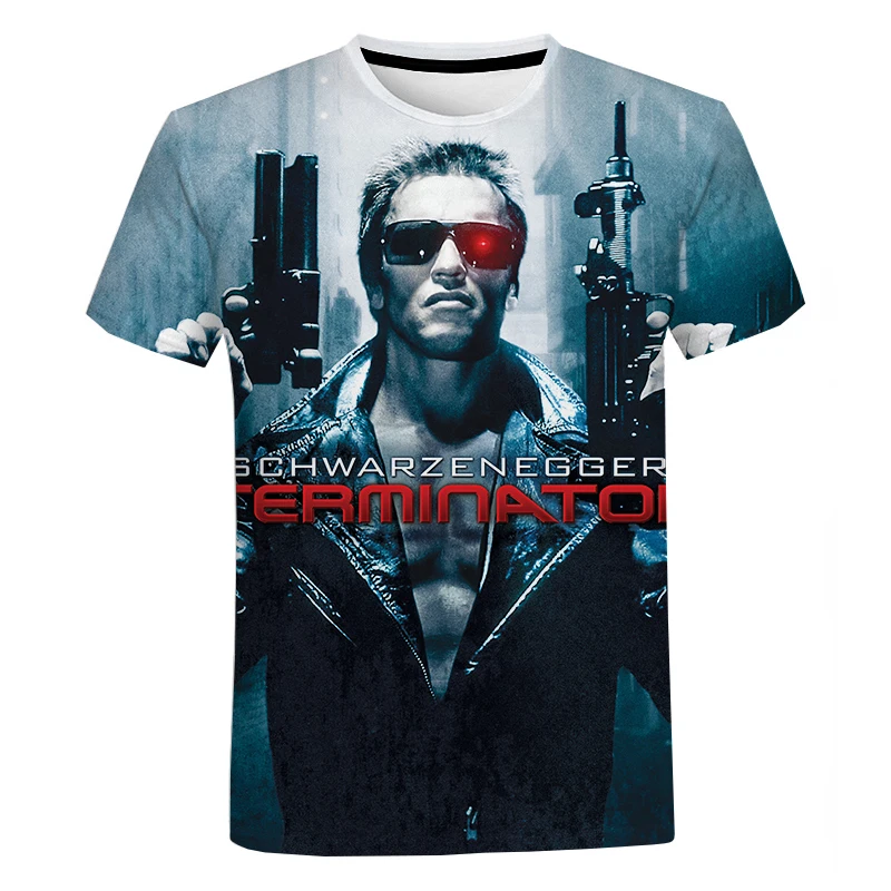 2024 Men\'s new Terminator series 3d printed Short sleeve T-shirt Fashion casual T-shirt short sleeve top Arnold Schwarzenegger