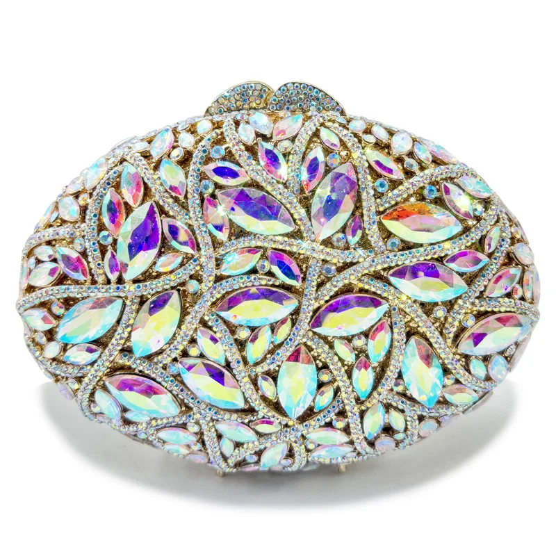 

Metal Rhinestone Glass Women's Bag Oval Handmade Point Diamond Handbag Diamond Wallet Women Bag Bolsos De Fiesta Para Mujer Boda