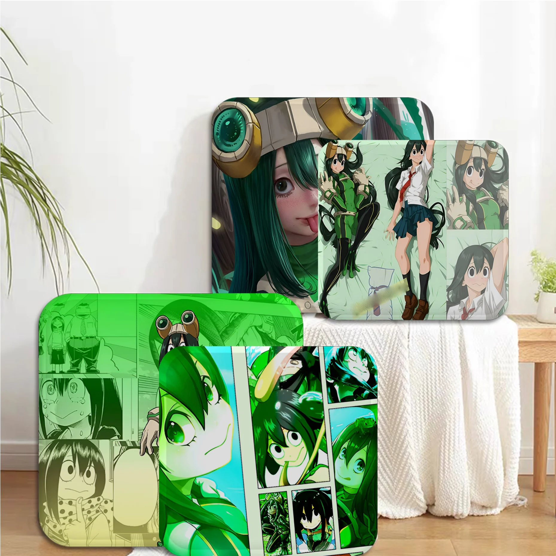 Tsuyu Asui My Hero Academia Top Quality Gamer Square Dining Chair Cushion Circular Decoration Seat For Office Desk Home Decor