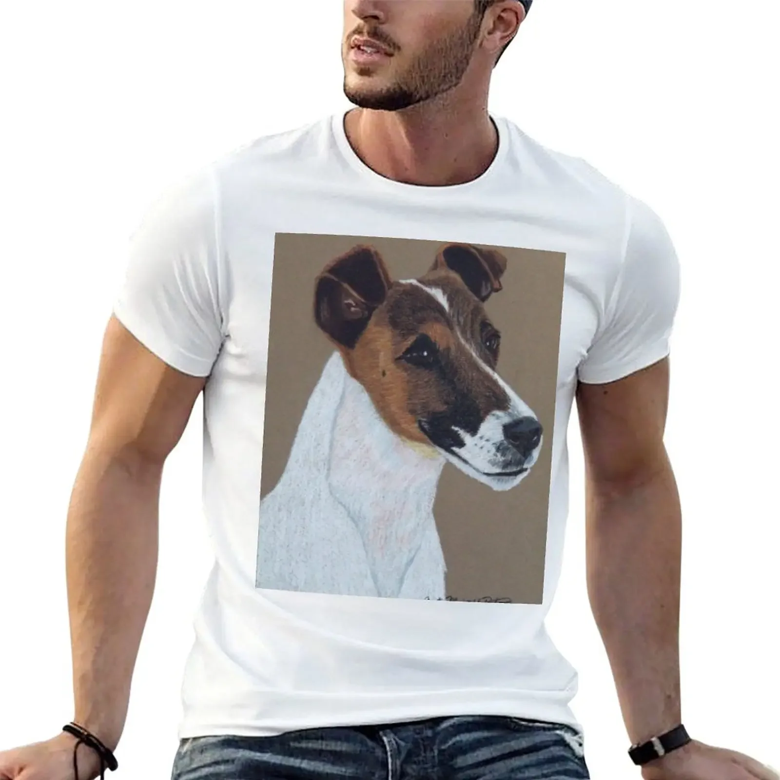 Fox Terrier Vignette T-Shirt anime tshirt custom t shirt men clothing