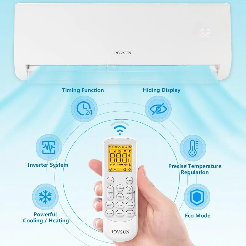 9000 BTU Mini Split AC/Heating System with Inverter, 19 SEER 115V Energy Saving Ductless Split-System Air Conditioner with Pre image 2