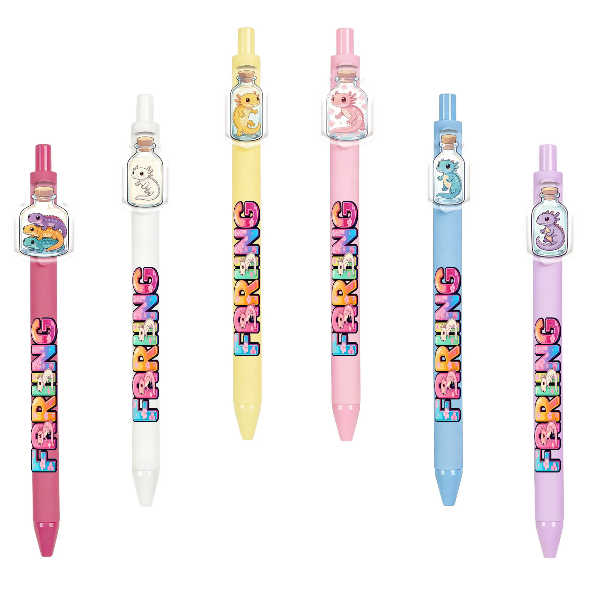 

6pcs/12pcs bottle Chinese American salamander ballpoint pen hexagonal dinosaur pattern office recording pen