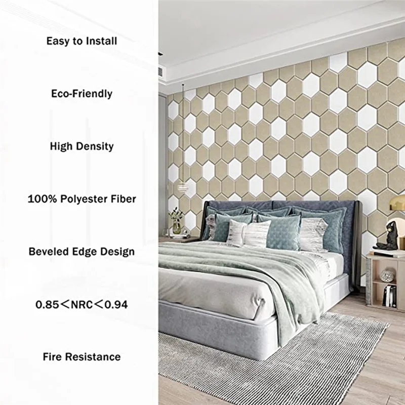 

A99I-12 Piece Hexagonal Acoustic Panel, 12X10x 0.4Inch, Stylish Acoustic Walls For Home And Office (Light Camel Color)