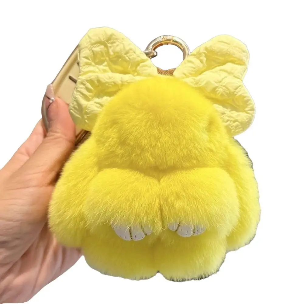 Weicher, flauschiger Kunstfell-Kaninchenfell-Schlüsselanhänger, hängende Ornamente, Pompon-Plüsch-Kaninchen-Schlüsselanhänger, Plüschpuppen, Kawaii-Häschen-Anhänger für Damen – Detail 10