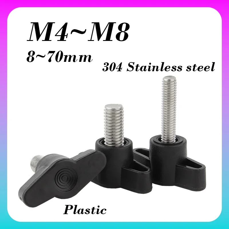 2/3 Pcs Plastic Head T-Handle Screw 304 StainlessSteel Handle Bolt M4 M5 M6 M8 Z-handle Hand Knob Mechanically Screw