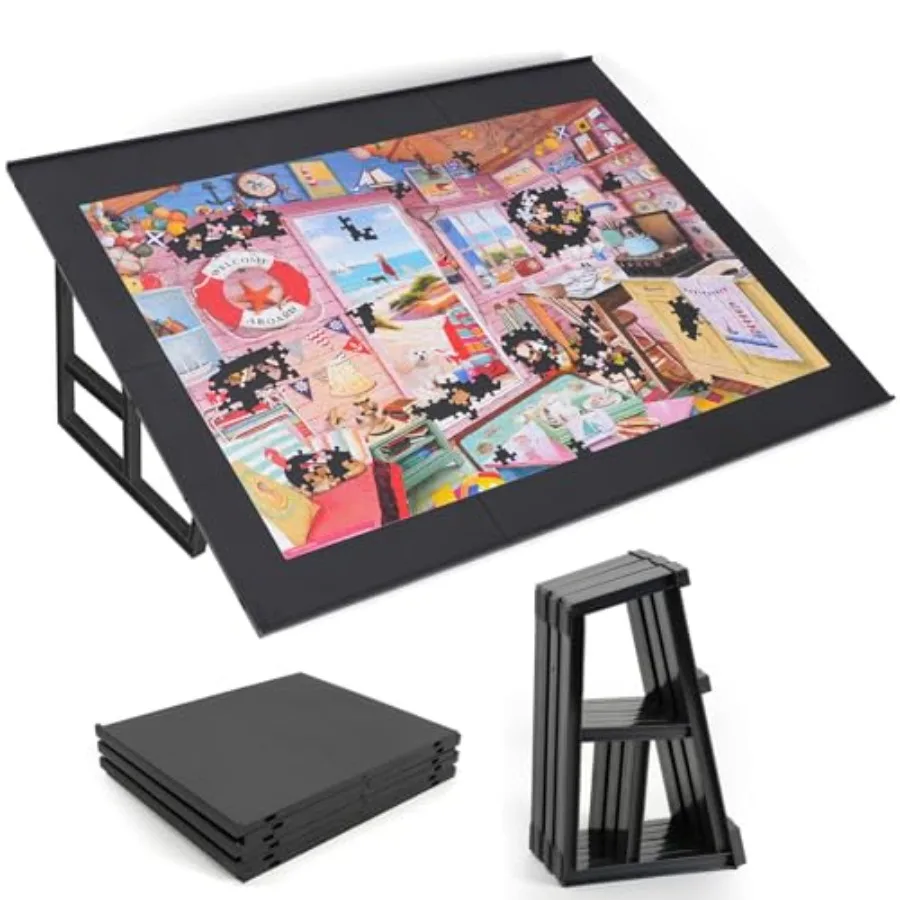 

1000-Piecce Tilting Puzzle Board with Stand 31" x 24" Lightweight Portable Puzzle Table for Adults and Seniors DIY Customizable