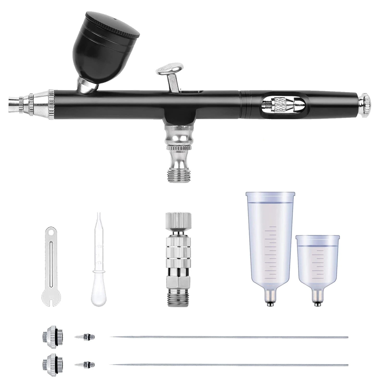 

Joystar 7cc 20cc 40cc Fluid Cup 0.2&0.3&0.5mm Needle Nozzle Set Dual Action Airbrush Spray Paint Gun Kit Airbrush Paint Kit