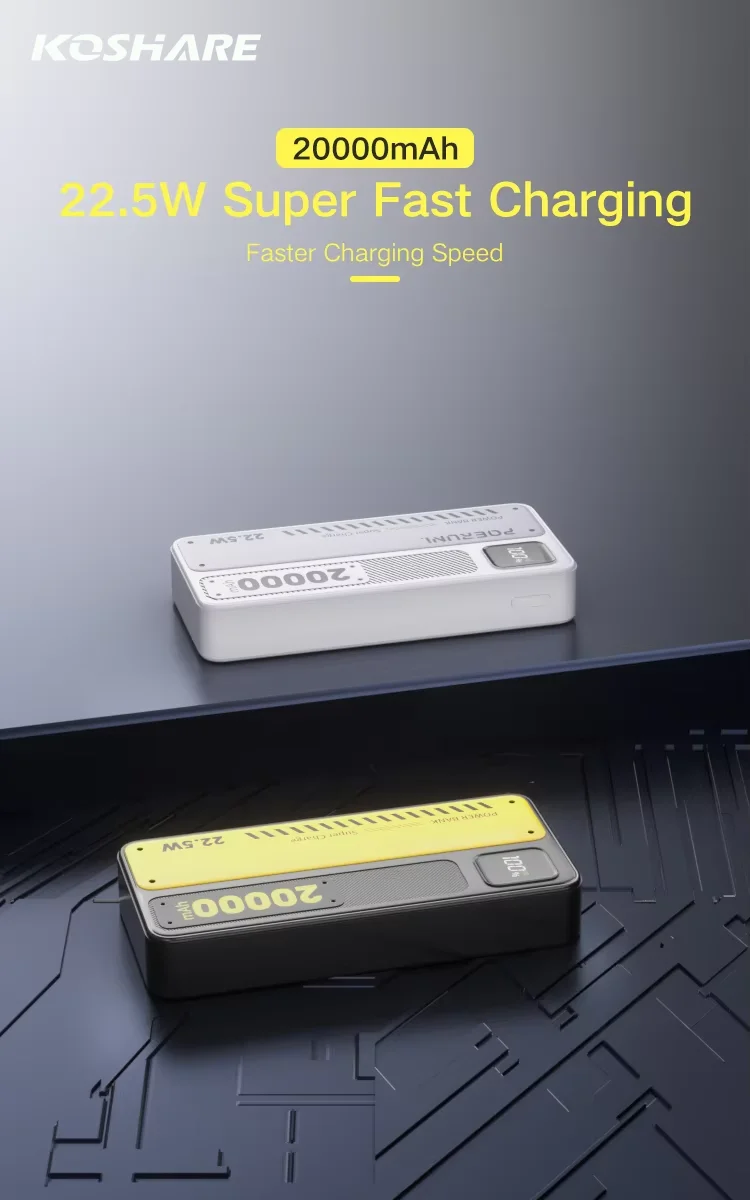 

KOSHAER Power Banks 20000mah 10000mAh 22.5W Super Fast Charger Portable PowerBank for iPhone 16 15 Pro Max Xiaomi Samsung Huawei