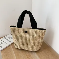 Elegante borsa da donna in tessuto di paglia da donna Holiday Beach Casual Tote borse con manico superiore borse a tracolla retrò di moda 2023