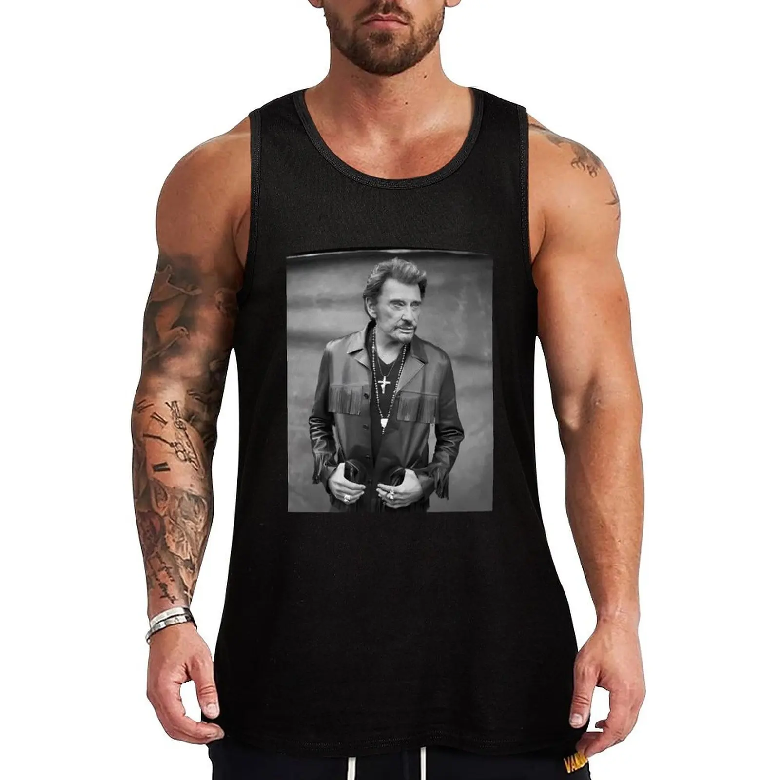 

Johnny Hallyday Art Tank Top sleeveless vests sleeveless jackets t-shirt for men