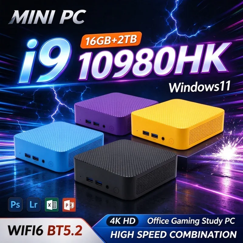 Intel I9 10980HK Mini PC Windows 11 16GB RAM 1TB 2TB SSD WiFi6 BT5.2 High Speed 4K Desktop Host For Gaming Study Office Use