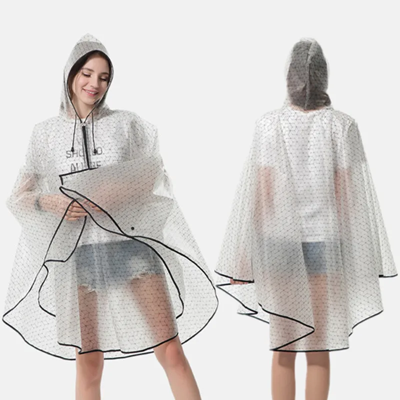 Poncho Reusable Waterproof EVA Women Rain Cape Raincoat Men Hooded Poncho For Outdoor Tourist Backpack Bicycle Riding Hiking