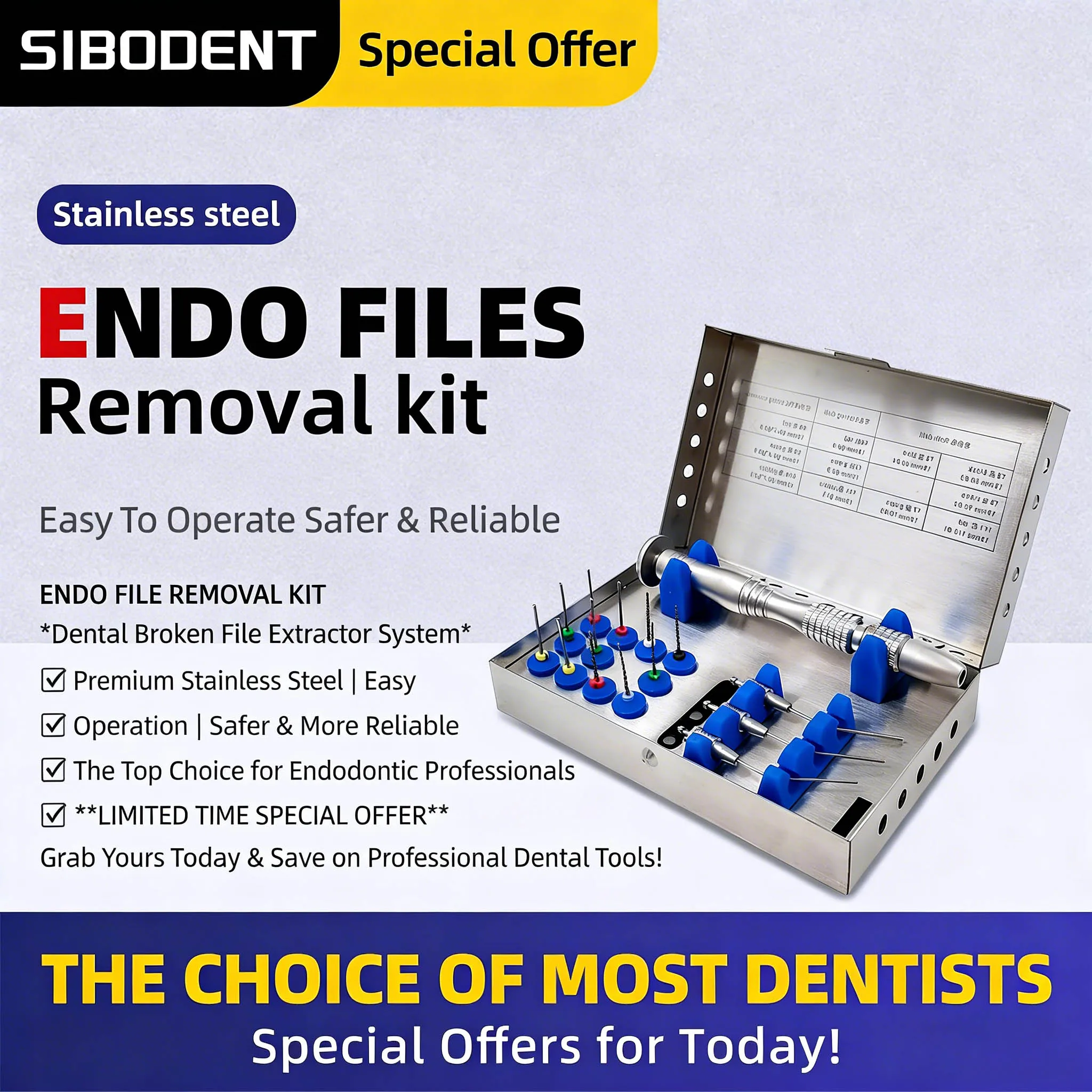 

Высококачественный набор для экстракции обломков файлов из корневых каналов, комплект для удаления сломанных файлов, экстрактор для корневых каналов для клиник