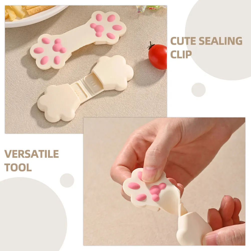 2Pcs Cute Cat Paw Design Silicone Sealing Clips Multi Purpose Food Bag Clips for Snacks Cereal Tea Leaves and