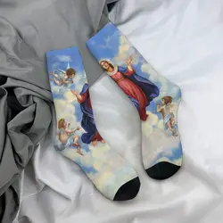 Colorful Virgin Mary Skateboard Socks Polyester Crew Socks for Women Men Breathable