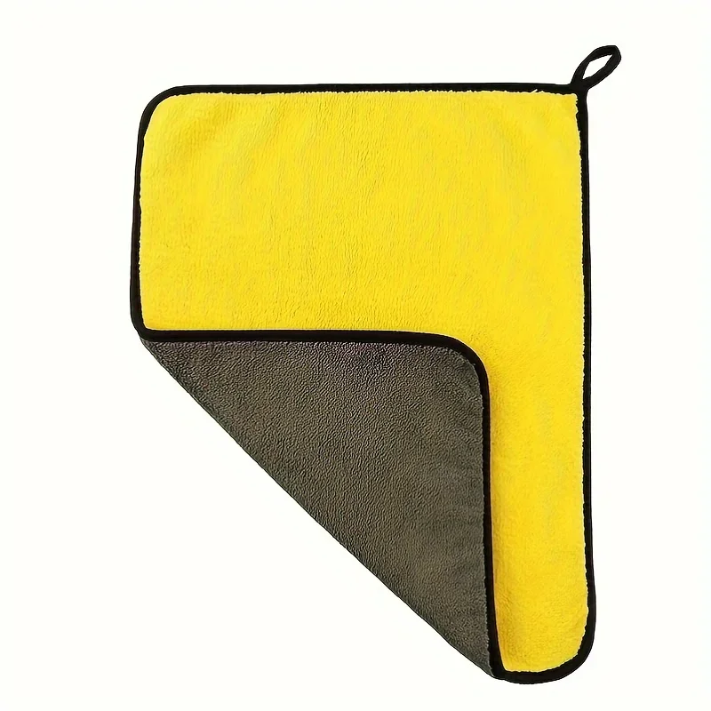 Thickened Car Wash Towel - Fleece Coral Velvet, Double-Sided Absorbent, 2-Color Design, Car & Home Reusable Cleaning Cloth