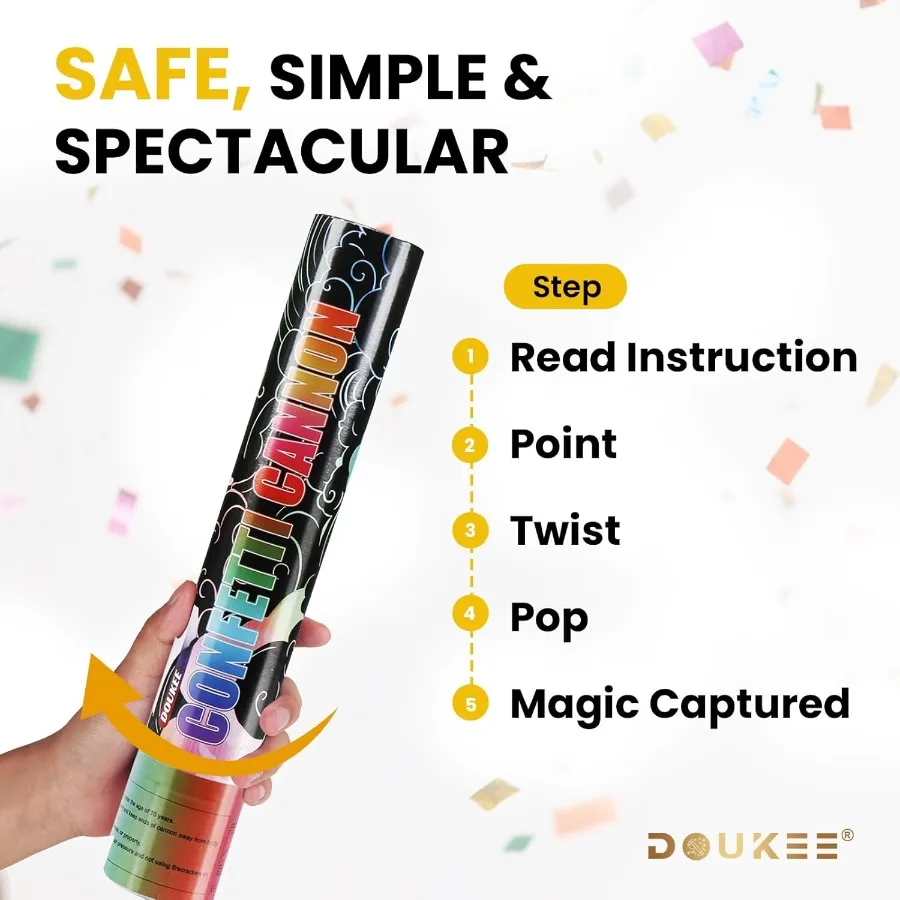 النثار القابل للتحلل الحيوي مدفع Poppe DOUKEE متعدد الألوان النثار مطلق النار حفلة بوبر 2PK للاحتفال بعيد ميلاد التخرج جديد