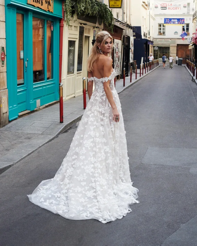 A-lijn Trouwjurk Bloemen Vestidos De Novia Elegantes Lujo 2024 Calidad Gelinlik Civil Abiti Da Sposa Sartoriali Mariage