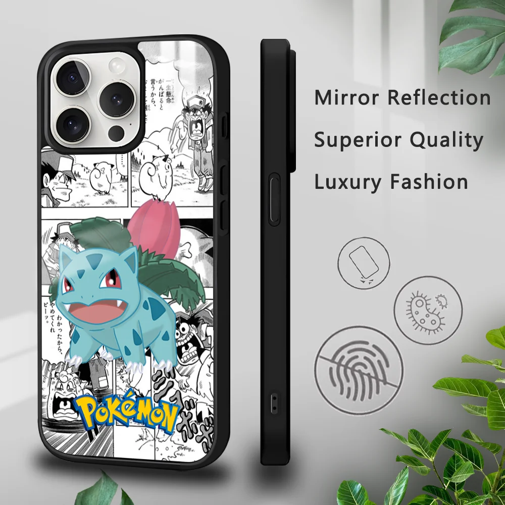 Funny Cartoon Bulbasaur Phone Case For iPhone 16 15 14 13 12 11 Pro Xs Max Mini Plus Celulares Hard Funda