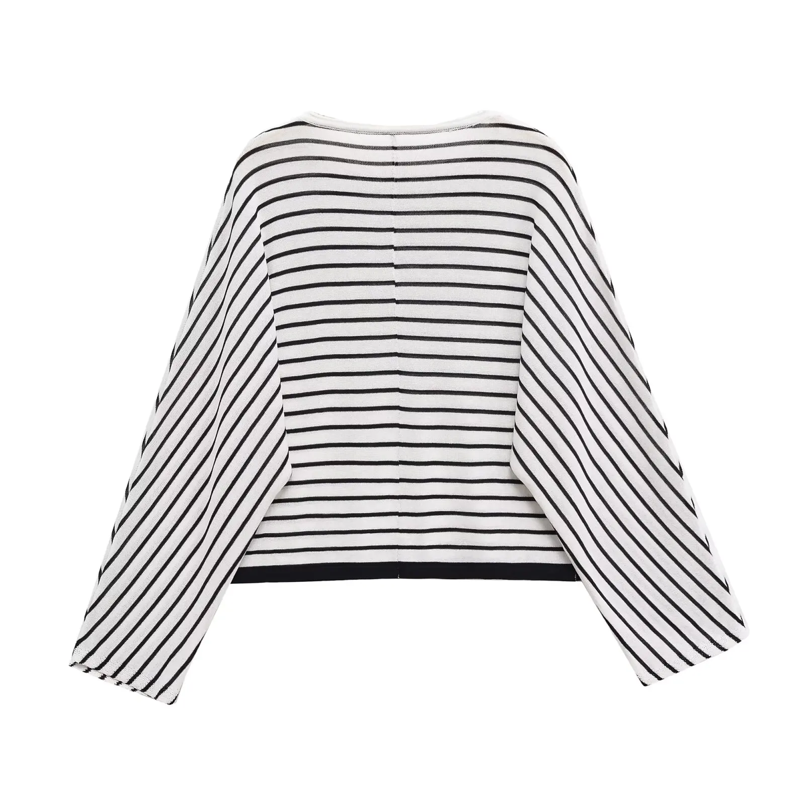 Faionable Striped Casual Batswing Sve Top Women's T-irt Classic Leisure Sle Slimming Effect Polyester Long Sve ro...