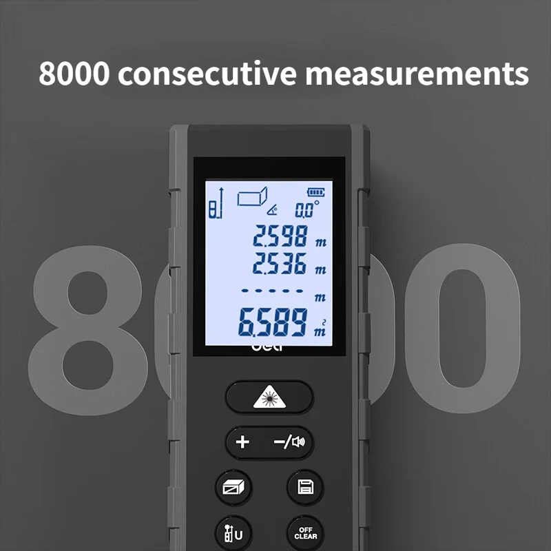 Imagem -06 - Deli-laser Range Finder Nível Automático Medidor de Distância Análise Eletrônica Instrumento de Medição 50m 70m 100m