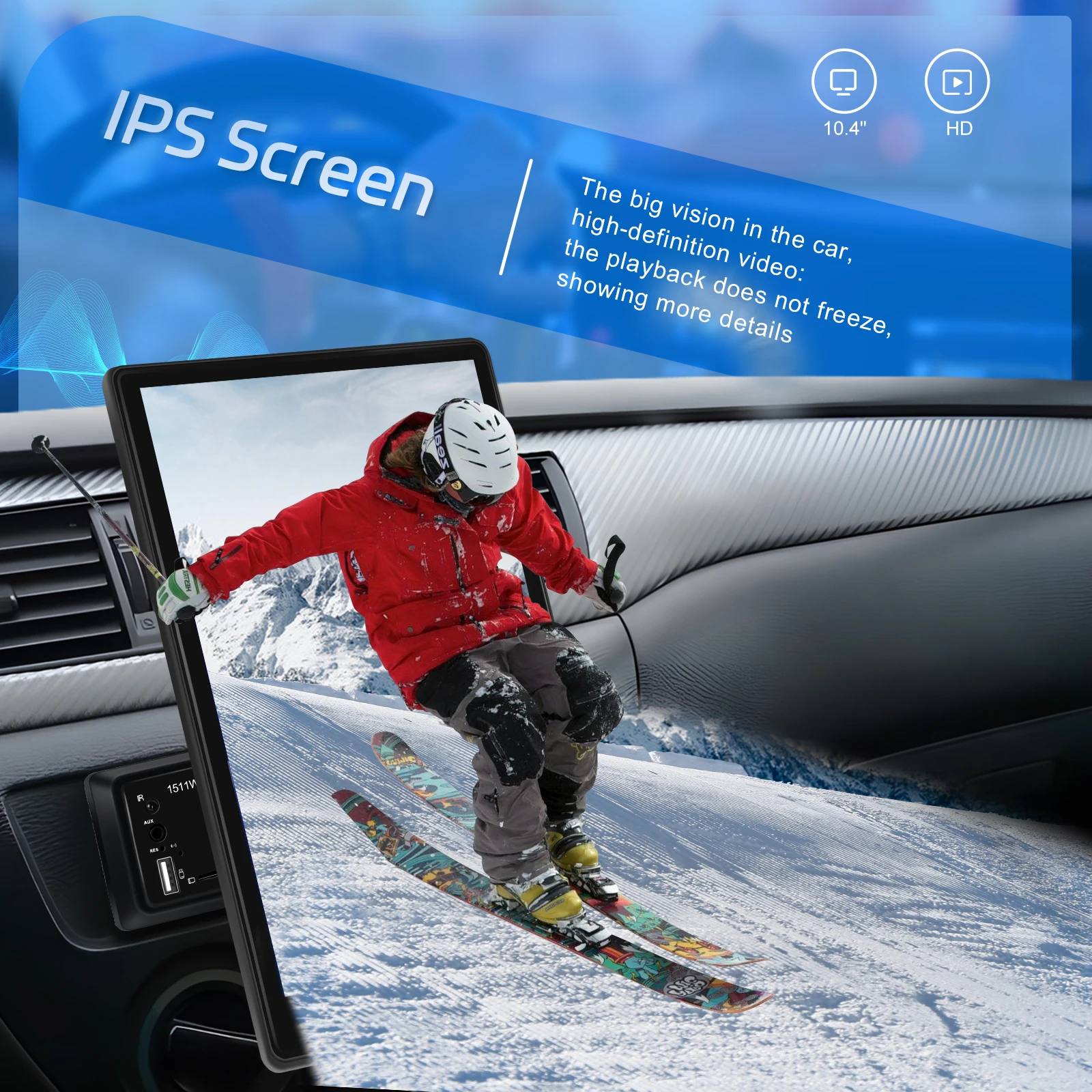 Podofo 10,4'' Manuell Schwenkbares 1DIN Autoradio Kabelloses Carplay Android Auto Multimedia-Player Spiegelverbindung BT FM/RDS Radio EQ – Detail 16