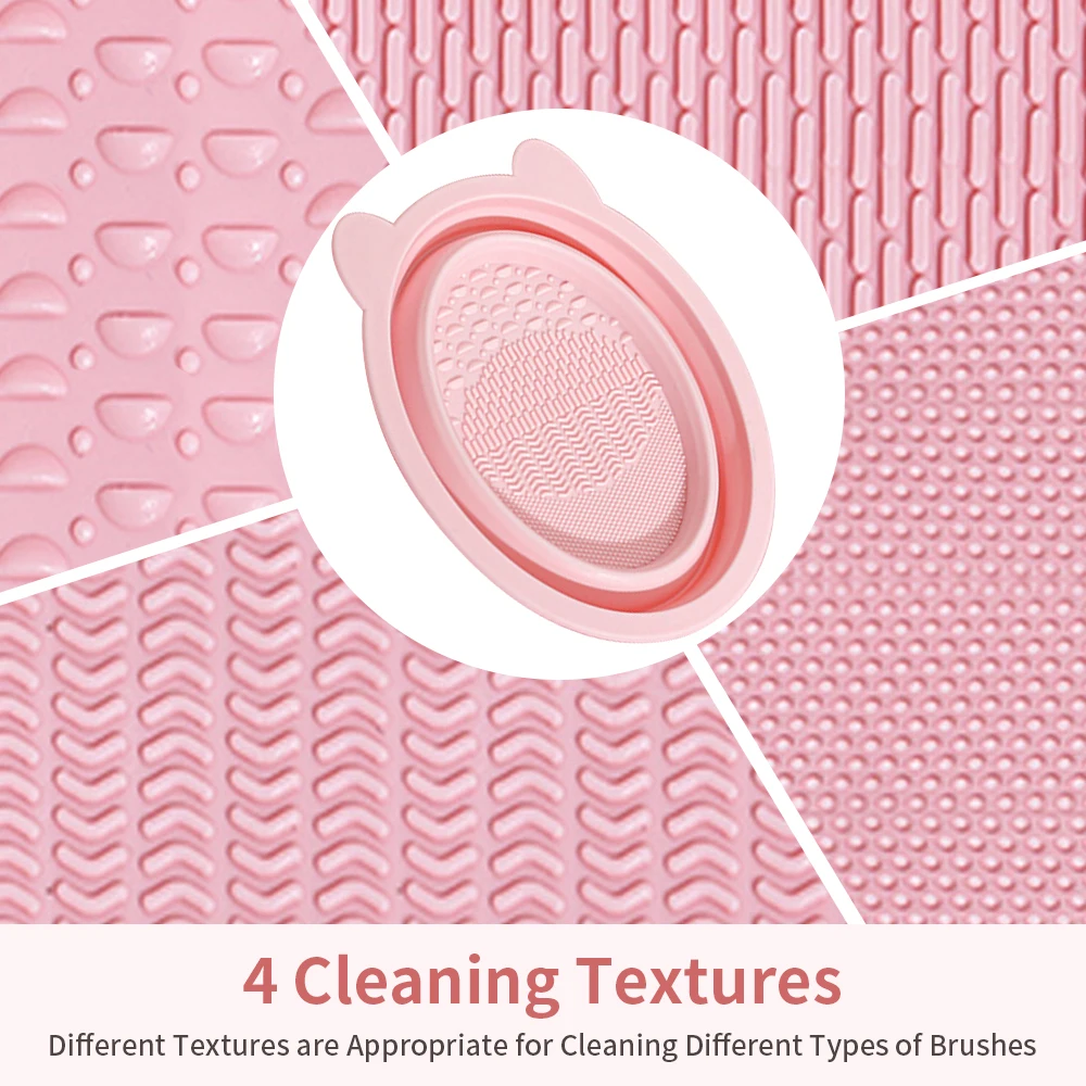 1PC Siliconen Make-up Borstelreiniger Cosmetica Accessoires Poederdons Borstel Schoonmaken Tool Roze Opvouwbare Make Up Borstelreiniger