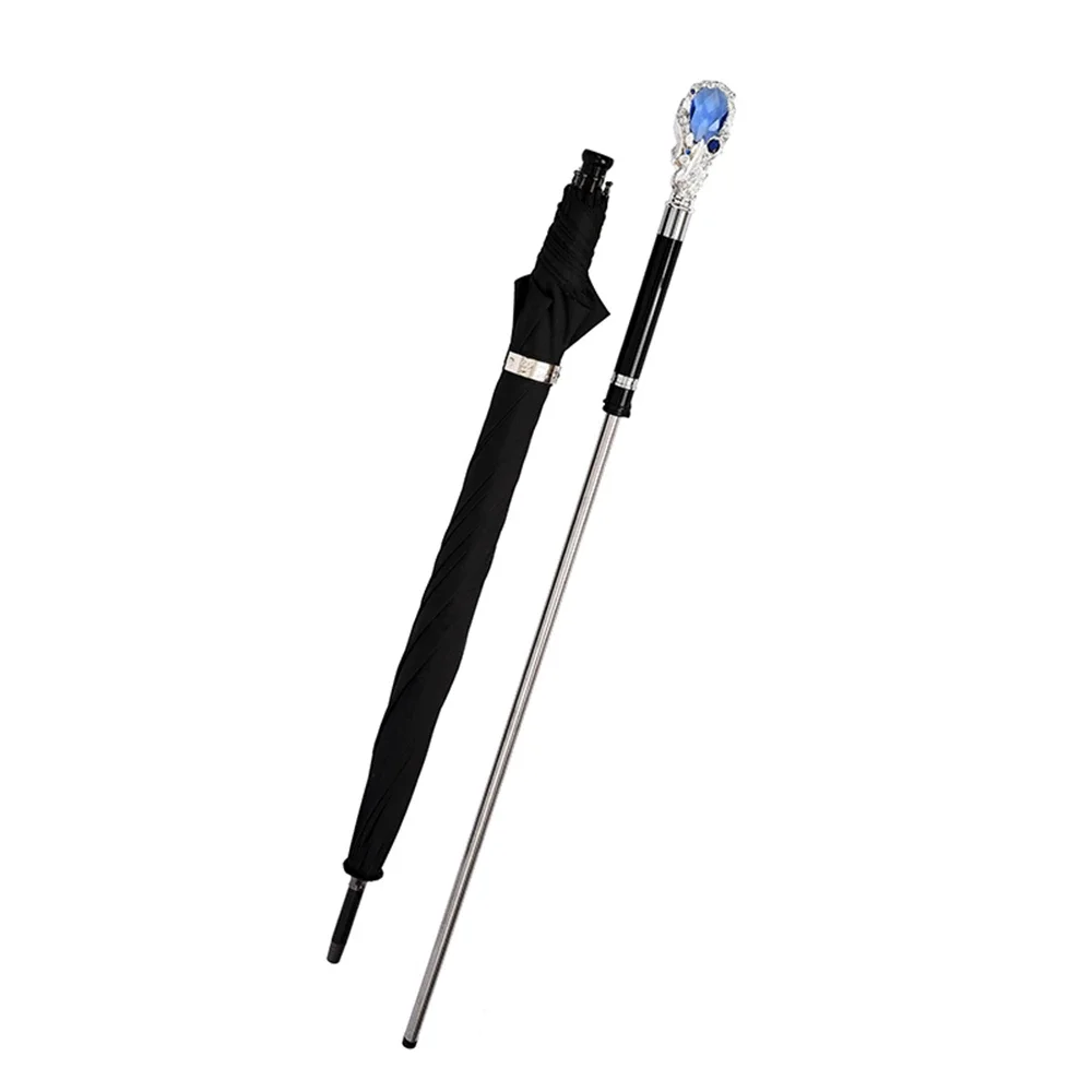 NF Luxury Long Handle  Self-defense 2-In-1 Sturdy Windproof UV Protection Walking Cane Stick Umbrella Hiking Hanging Out On Rain