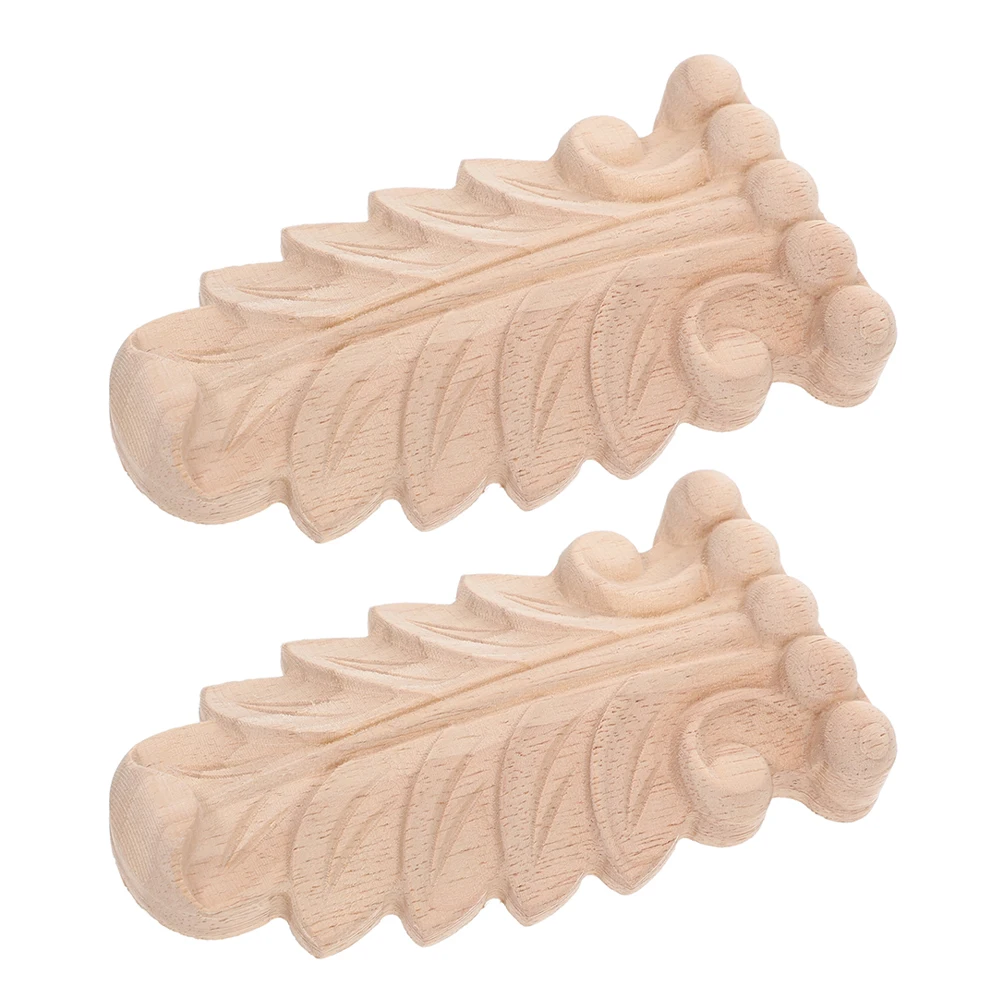 

2Pcs Unfinished Wood Carved Appliques Vintage Roman Column Corbel Decorative Corner Onlay for Furniture Fireplace