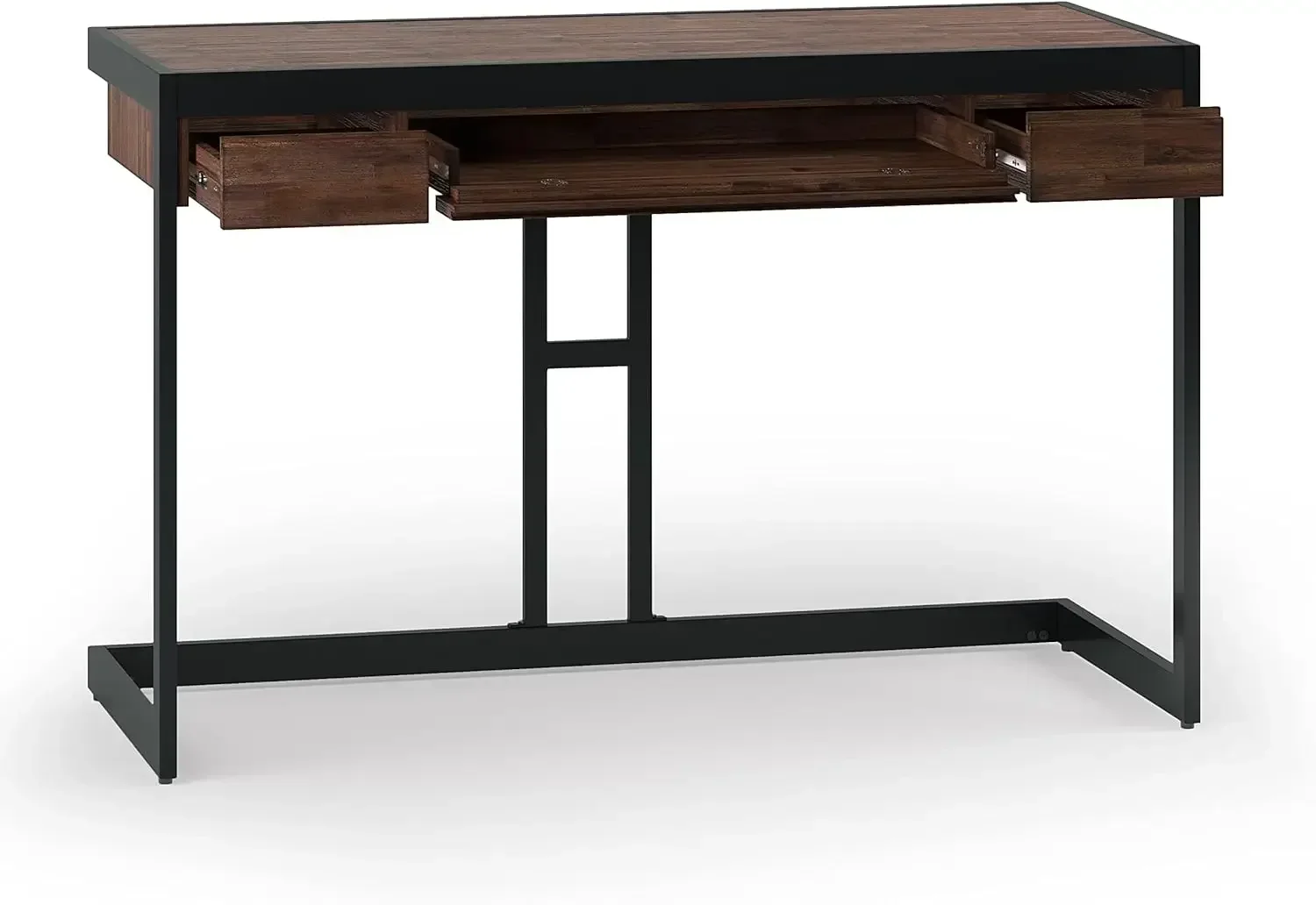 Erina SOLID ACACIA WOOD Modern Industrial 48 Inch Wide Small Desk in Distressed Charcoal Brown,For the Office Desk,Writing Table