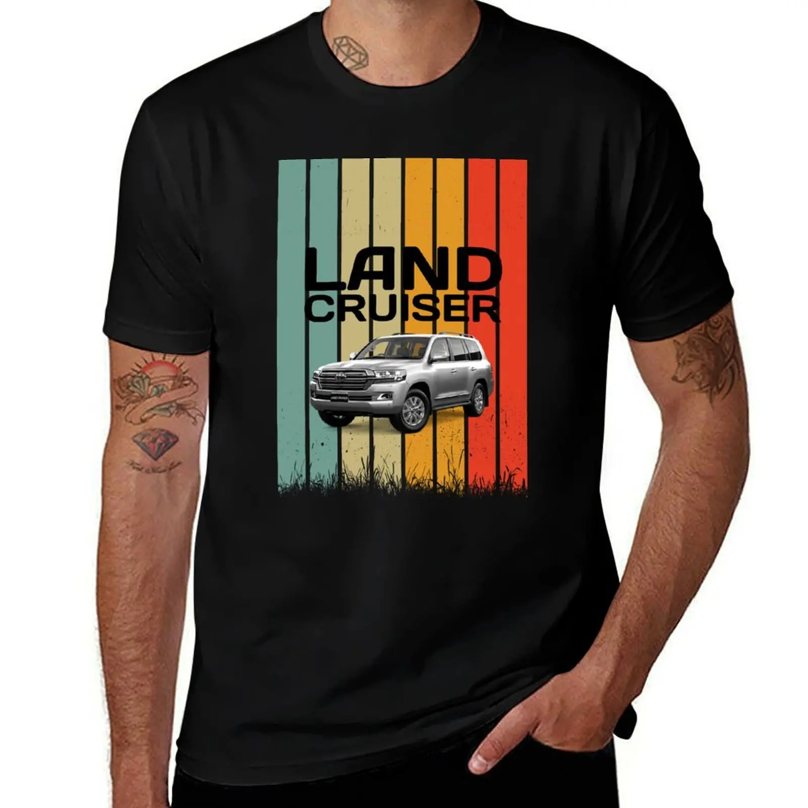 Toyota Land Cruiser J200 Retro T-Shirt customs Anime t-shirt oversized t shirt men t shirts