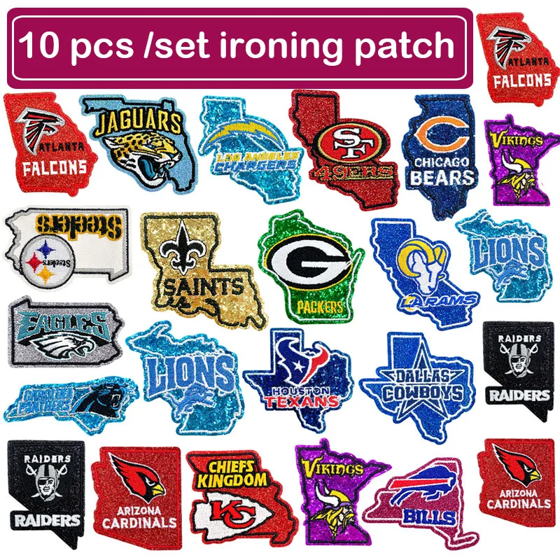 10 قطعة/المجموعة فريق صغير الكي التصحيح الرجبي كرة القدم حصى المطرزة النسيج شارة حسناء الملابس تي شيرت اكسسوارات ديكور ذاتي الصنع #1